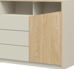 Zestawy Mebli Do Sypialni|Komody>JUREK Komoda 100 cm z szufladami do sypialni szary beż AMADEO