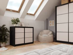 Komody></noscript>BROMARKT Komoda 120 cm z szufladami i drążkiem do sypialni LOFT