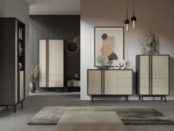 Zestawy Mebli Do Salonu|Komody></noscript>JUREK Komoda AVERO 123 cm antracyt beż jasny z szufladami