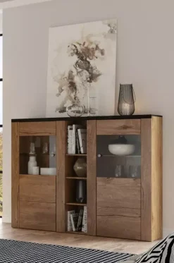 Zestawy Mebli Do Salonu|Komody></noscript>Helvetia Komoda barek LARONA dąb lefkas