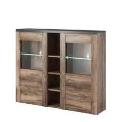 Komody>Helvetia Komoda barek ze szkłem LARONA orzech satin