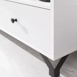 Zestawy Mebli Do Salonu|Zestawy Mebli Młodzieżowych></noscript>MEBLAR Komoda biała 140 cm z szufladami BOMBAY