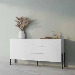 Zestawy Mebli Do Salonu|Komody>Helvetia Komoda biała do salonu 184cm z szufladami i szafkami JUKON biały