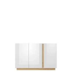 Zestawy Mebli Do Salonu|Komody></noscript>LASKI Komoda biała połysk 138,2 cm LINDA