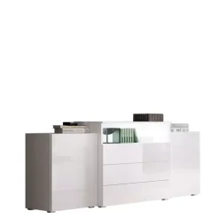 Komody>BRATEX Komoda biała połysk 150 cm NORBI biały