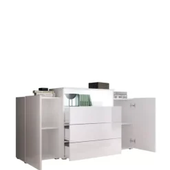 Komody>BRATEX Komoda biała połysk 150 cm NORBI biały