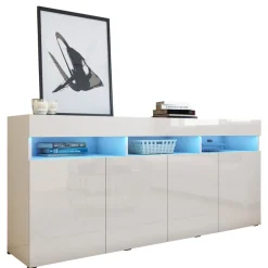 Zestawy Mebli Do Salonu|Komody>BROMARKT Komoda biała połysk 175 cm PREMIUM biały