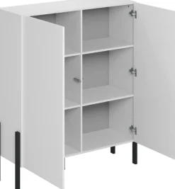Zestawy Mebli Do Salonu|Komody>Helvetia Komoda biała z półkami 114 cm do salonu sypialni lub przedpokoju JUKON biały