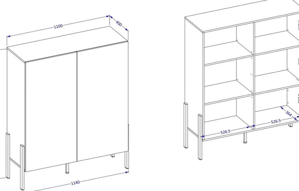 Zestawy Mebli Do Salonu|Komody>Helvetia Komoda biała z półkami 114 cm do salonu sypialni lub przedpokoju JUKON biały