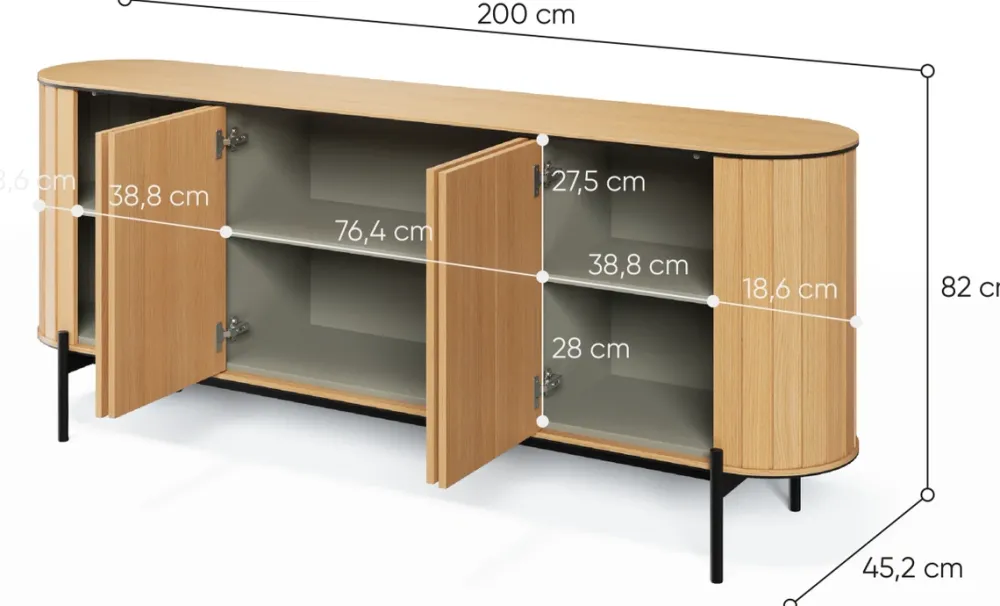 Zestawy Mebli Do Salonu|Komody>lenart. Komoda boho na nóżkach pod telewizor 200 cm ROTTO dąb vincenza