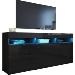 Zestawy Mebli Do Salonu|Komody>BROMARKT Komoda czarna połysk 175 cm PREMIUM czarny