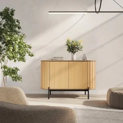 Zestawy Mebli Do Salonu|Komody></noscript>lenart. Komoda do salonu 120 cm z półkami w stylu boho ROTTO