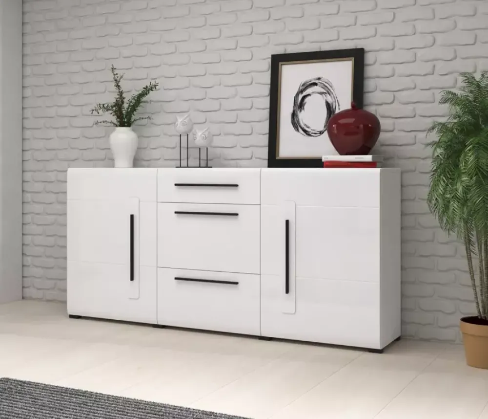 Zestawy Mebli Do Salonu|Komody>Helvetia Komoda do salonu połysk TELOS biały