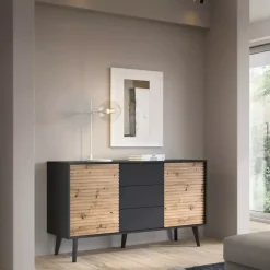 Komody></noscript>PIASKI Komoda do salonu 154cm Dąb Artisan VITERBO