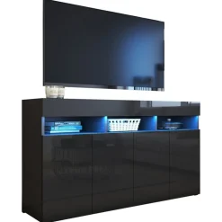 Zestawy Mebli Do Salonu|Komody>BROMARKT Komoda do salonu czarna połysk 140 cm PREMIUM czarny