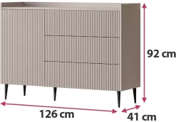 Zestawy Mebli Do Salonu|Komody></noscript>JUREK Komoda do salonu na nóżkach nowoczesna 126 cm ASPERO kaszmir