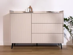 Zestawy Mebli Do Salonu|Komody></noscript>JUREK Komoda do salonu na nóżkach nowoczesna 126 cm ASPERO kaszmir