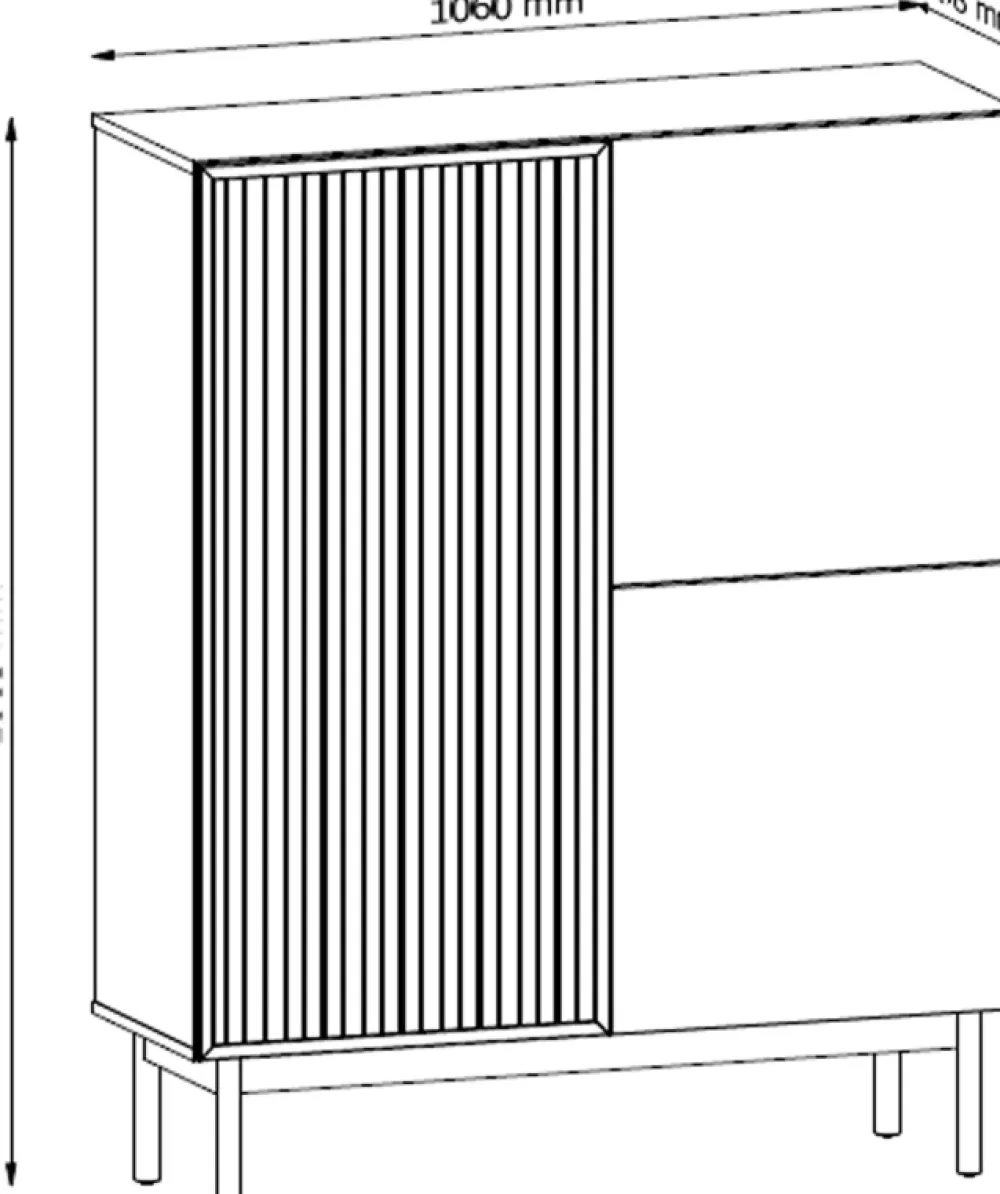 Zestawy Mebli Do Salonu|Komody>GAŁA MEBLE Komoda do salonu nowoczesna 106 cm SOLVO z ryflowanym frontem dąb cremona