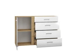 Komody>ML Meble Komoda do salonu z szufladami 134 cm ADAGIO biały połysk