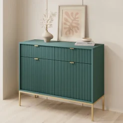 Zestawy Mebli Do Salonu|Komody></noscript>PIASKI Komoda do salonu z szufladami 104 cm AVANTI ryflowane fronty labrador