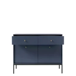 Komody></noscript>PIASKI Komoda do salonu z szufladami MONTI granat złoty granatowy
