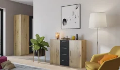 Komody></noscript>Helvetia Komoda do sypialni 132 cm dąb artisan VERA