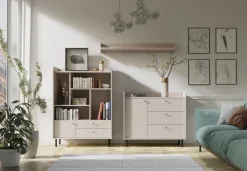 Zestawy Mebli Do Salonu|Komody></noscript>MEBLAR Komoda do sypialni 103 cm z szufladami GAVIA beż piaskowy