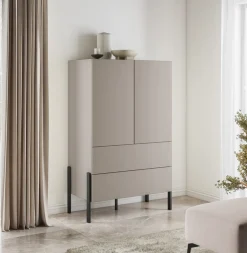 Zestawy Mebli Do Sypialni|Komody>Helvetia Komoda do sypialni 90 cm z szufladami i półkami JUKON kaszmir