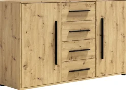 Zestawy Mebli Do Sypialni|Komody></noscript>GiB Meble Komoda do sypialni 150 cm z szufladami MAXIDO dąb artisan