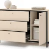 Zestawy Mebli Do Sypialni|Komody>lenart. Komoda do sypialni 136 cm z szufladami oświetlenie LED beżowa ENNA