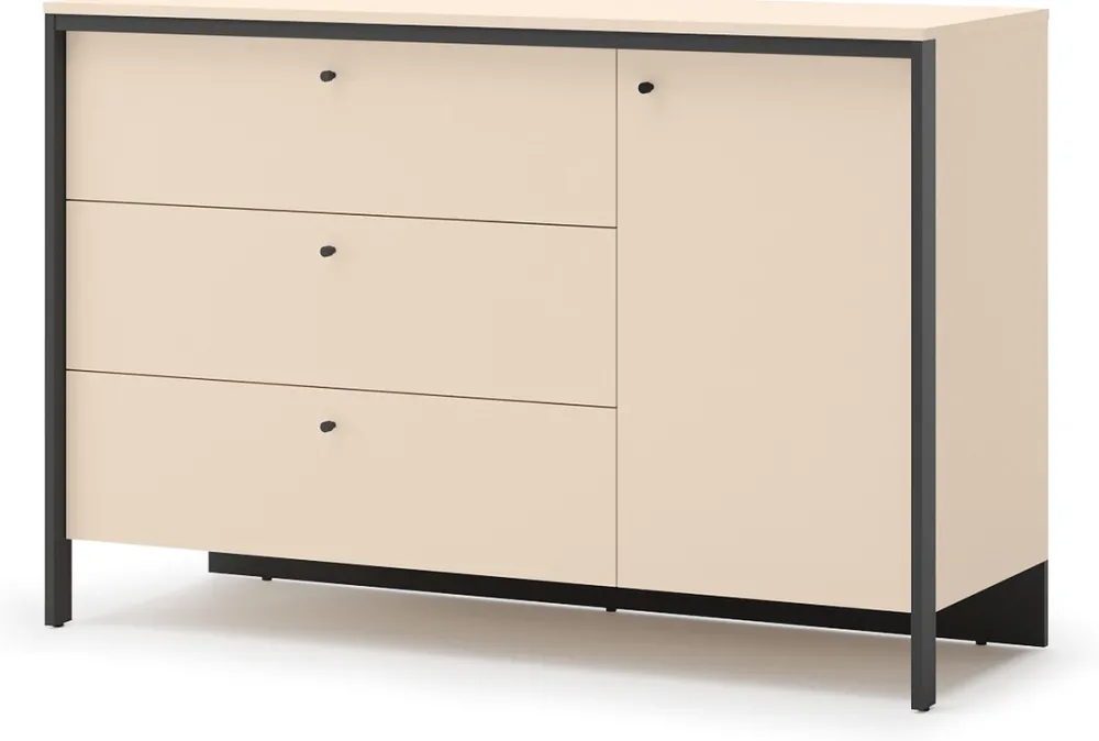 Zestawy Mebli Do Sypialni|Komody>lenart. Komoda do sypialni 136 cm z szufladami oświetlenie LED beżowa ENNA