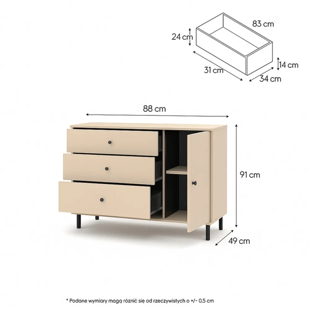 Zestawy Mebli Do Sypialni|Komody>lenart. Komoda do sypialni 136 cm z szufladami oświetlenie LED beżowa ENNA