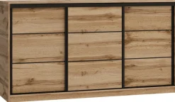 Komody>BROMARKT Komoda do sypialni 180 cm z drążkiem i szufladami LOFT dąb wotan