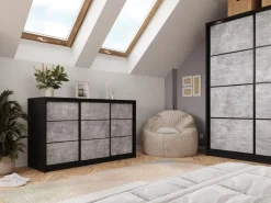 Komody></noscript>BROMARKT Komoda do sypialni 160 cm z drążkami i szufladami LOFT beton