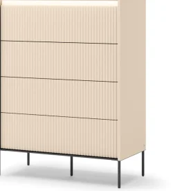 Zestawy Mebli Do Salonu>lenart. Komoda do sypialni salonu 93 cm z oświetleniem i szufladami beżowa TREND