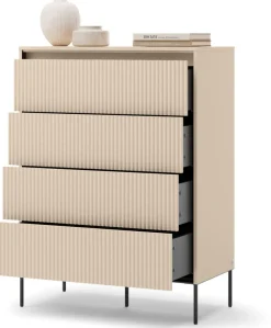 Zestawy Mebli Do Salonu>lenart. Komoda do sypialni salonu 93 cm z oświetleniem i szufladami beżowa TREND