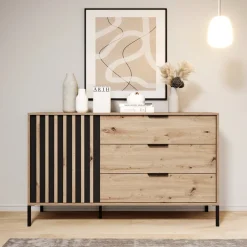 Zestawy Mebli Do Sypialni|Komody></noscript>LASKI Komoda do sypialni w stylu nowoczesnym TERAMO dąb artisan antracyt