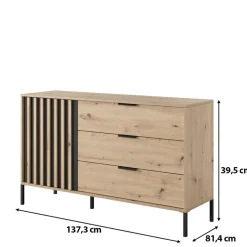 Zestawy Mebli Do Sypialni|Komody></noscript>LASKI Komoda do sypialni w stylu nowoczesnym TERAMO dąb artisan antracyt