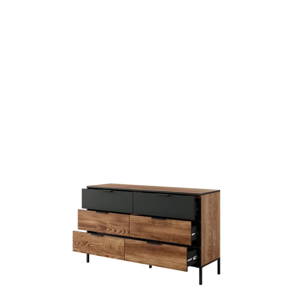 Zestawy Mebli Do Sypialni|Komody>LASKI Komoda do sypialni z szufladami MESSA kasztan antracyt