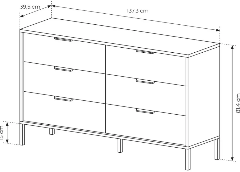 Zestawy Mebli Do Sypialni|Komody>LASKI Komoda do sypialni z szufladami MESSA kasztan antracyt