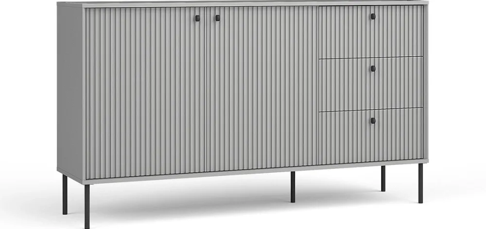 Zestawy Mebli Do Salonu|Komody>MEBLOSIEK Komoda dwudrzwiowa IRYS 156 cm z szufladami szara