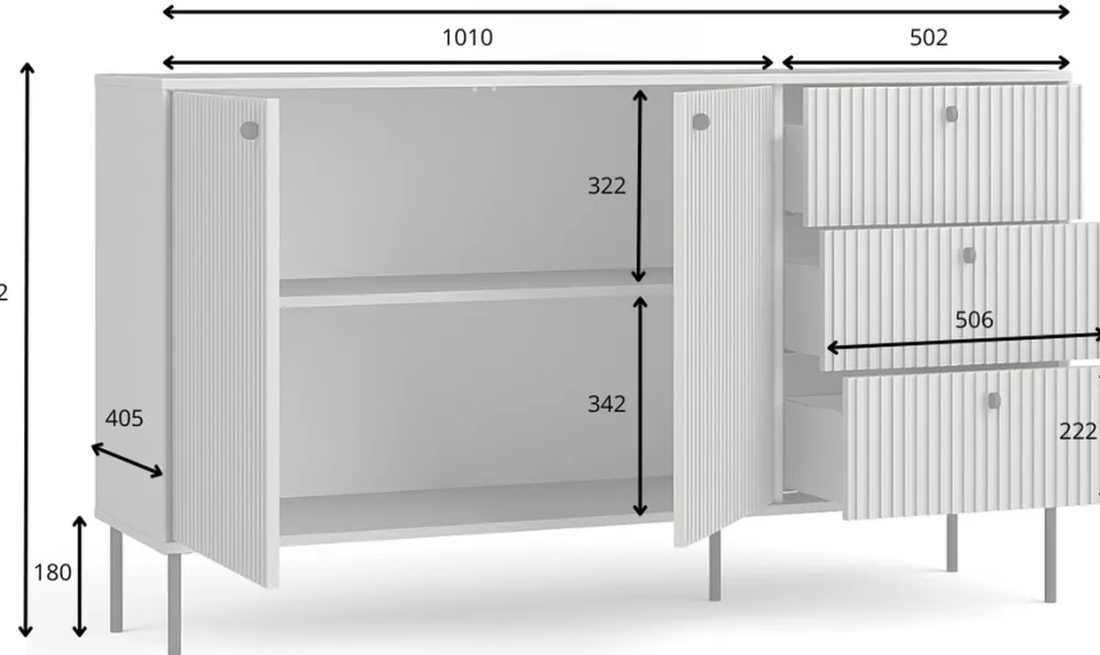 Zestawy Mebli Do Salonu|Komody>MEBLOSIEK Komoda dwudrzwiowa IRYS 156 cm z szufladami szara