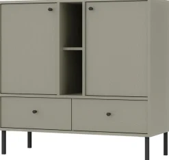 Komody>Lempert Komoda dwudrzwiowa z szufladami i półkami 100 cm TOKEN eukaliptus