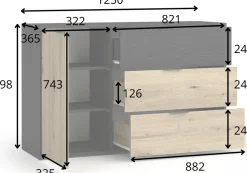 Zestawy Mebli Do Sypialni|Komody></noscript>MEBLOSIEK Komoda loftowa do sypialni 125 cm UTOPIA z szufladami