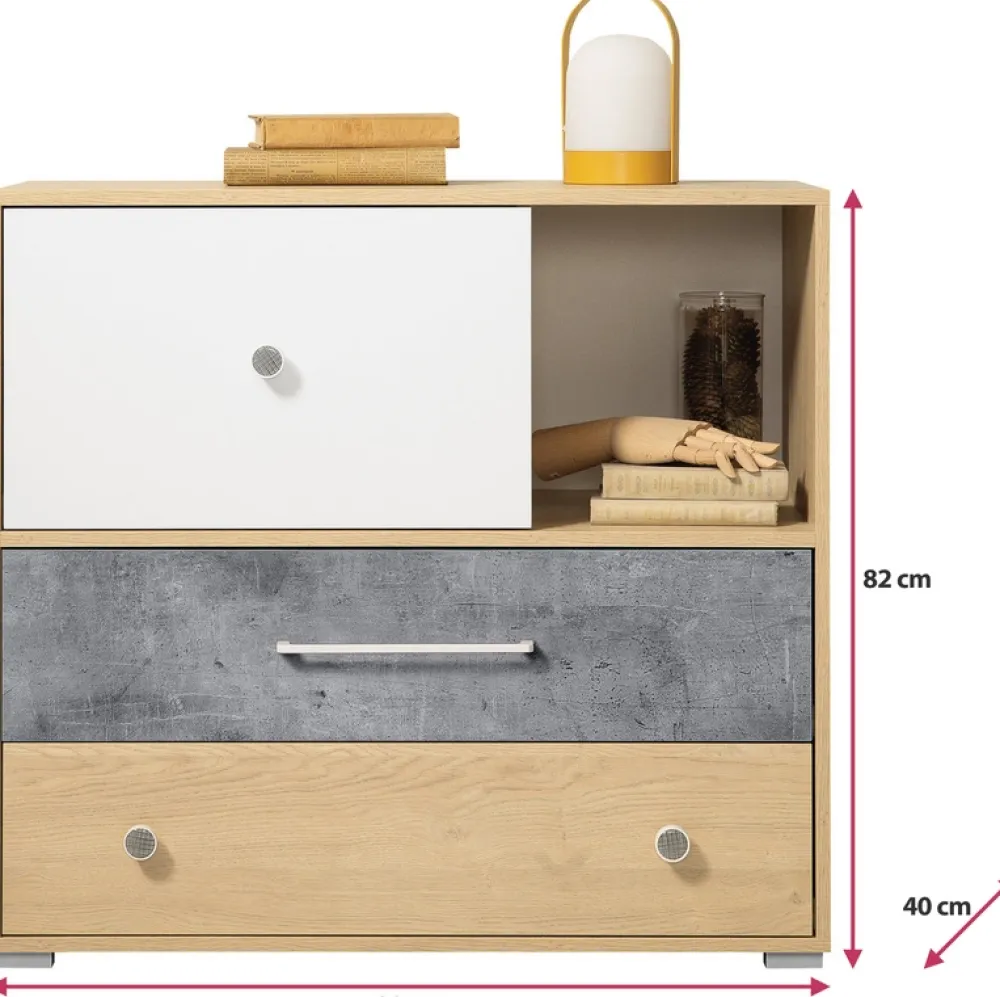 Meble Dla Dzieci|Zestawy Mebli Młodzieżowych>MEBLAR Komoda młodzieżowa 90 cm z trzema szufladami SLEEK