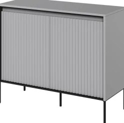 Komody>lenart. komoda na wysokich nóżkach do salonu z frezowanymi frontami TREND