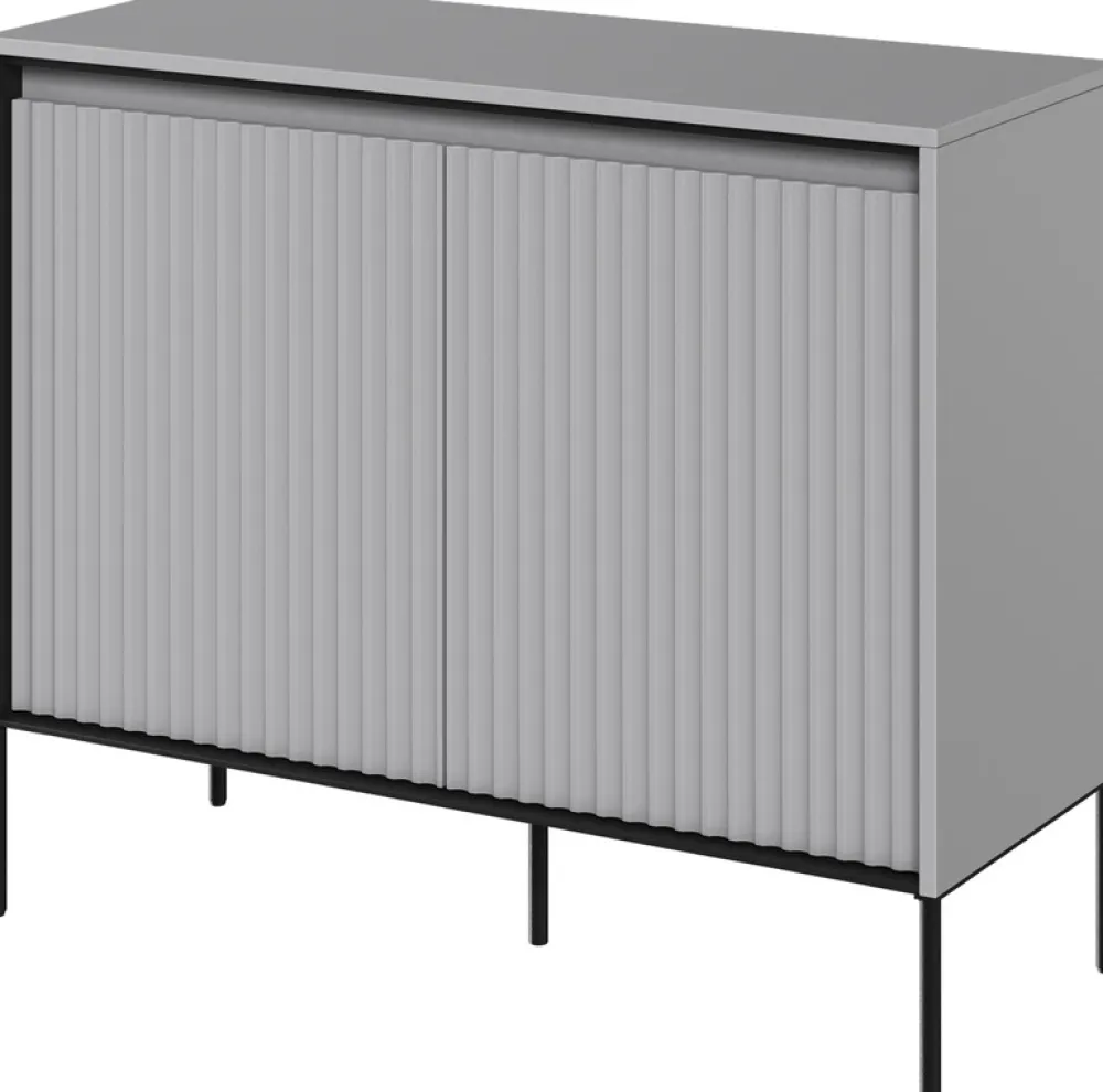 Komody>lenart. komoda na wysokich nóżkach do salonu z frezowanymi frontami TREND