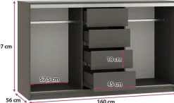 Komody></noscript>BROMARKT Komoda przesuwna 160 cm z szufladami do sypialni TOP grafit