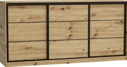 Komody>BROMARKT Komoda przesuwna z drążkiem i szufladami 200 cm LOFT dąb artisan