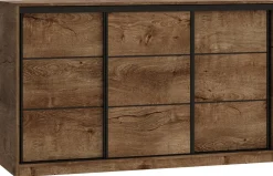 Komody>BROMARKT Komoda przesuwna z szufladami i drążkami 160 cm LOFT dąb lefkas